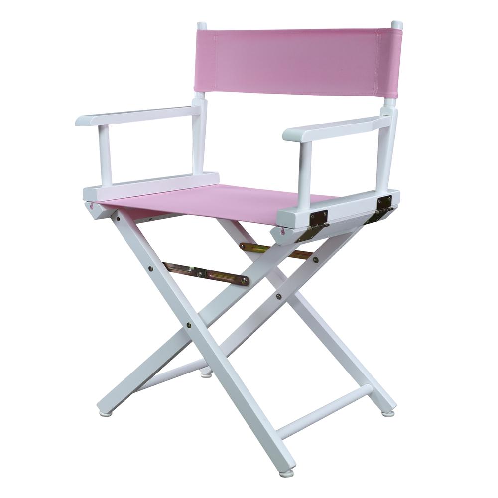 18" Director's Chair White Frame-Pink Canvas