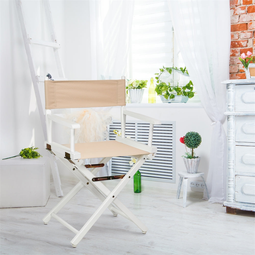 18" Director's Chair White Frame-Tan Canvas
