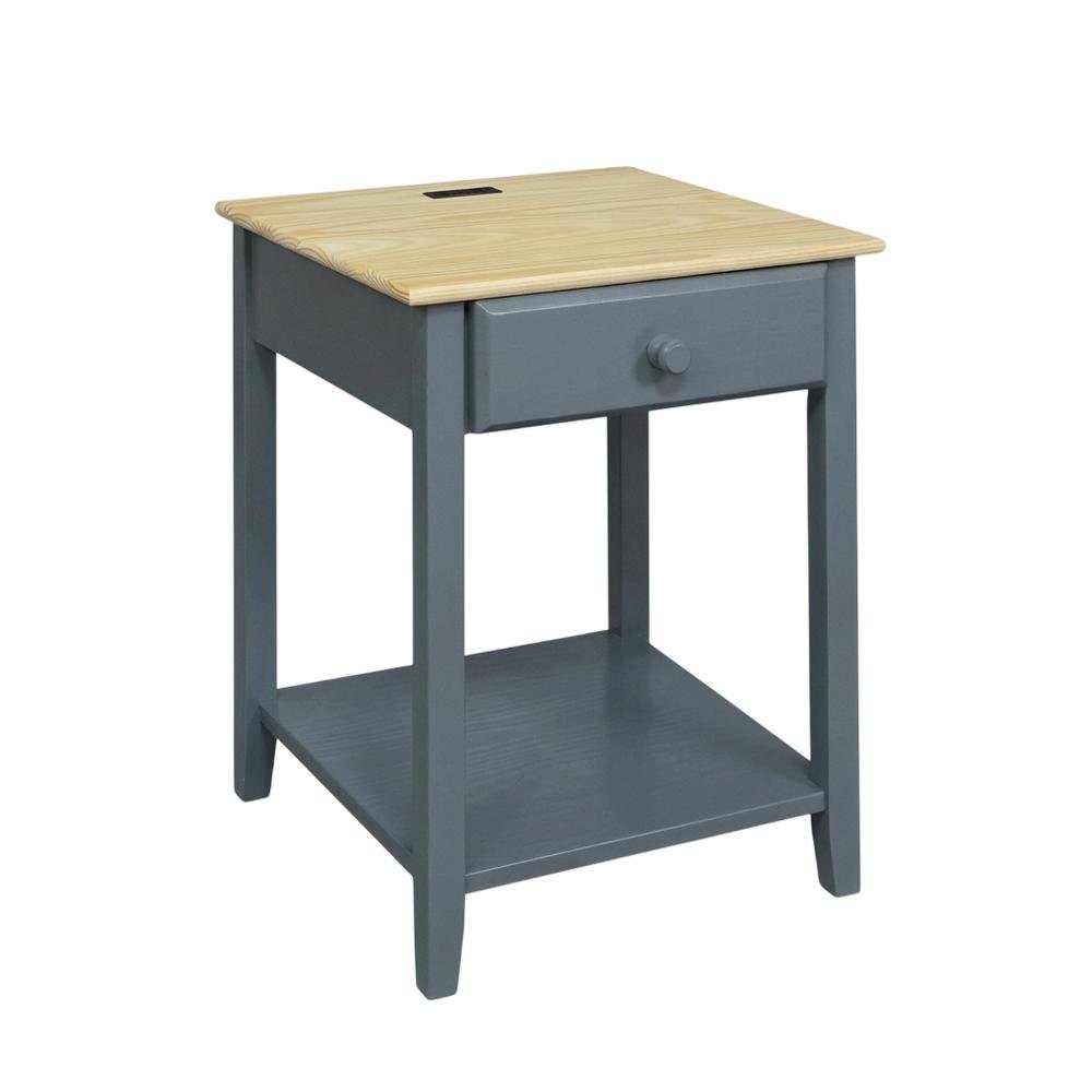 Gray Nightstand with Usb Charging Port for Bedroom Convenience