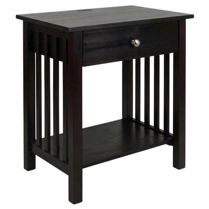 Espresso Nightstand with Usb Port and Modern Design