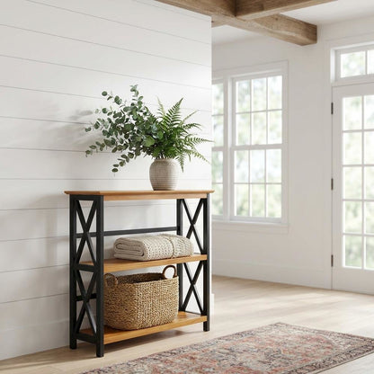 Wooden Bookcase in Rich Walnut Finish with Adjustable Shelves