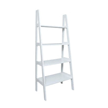 White 4-Shelf Ladder Bookcase with Spacious Storage