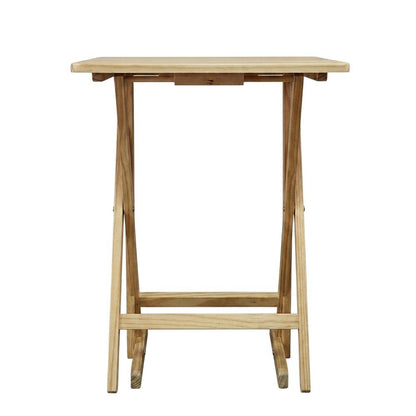 Brown Wooden 5pcs Folding Tables Set with Stand – TV Trays Set of 4