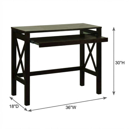 Espresso Folding Desk with Pull-Out Surface and Compact Design