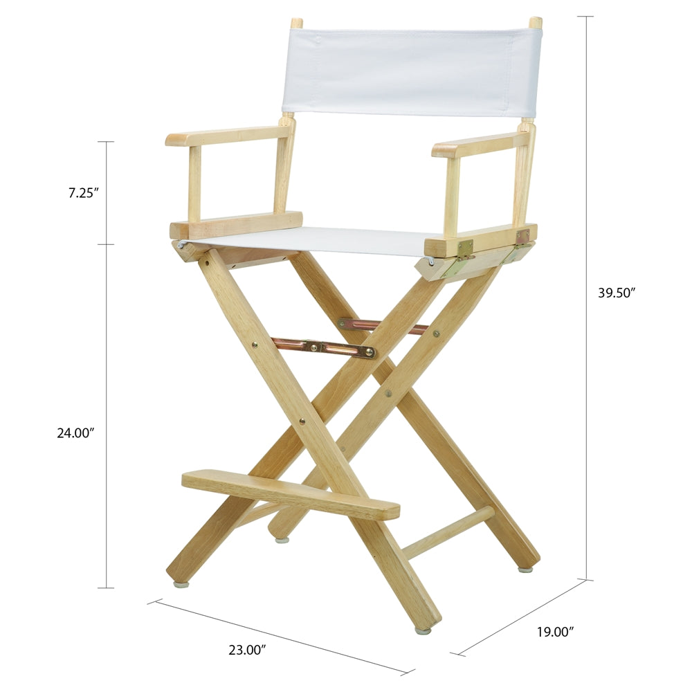 24" Director's Chair Natural Frame-White Canvas