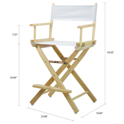 24" Director's Chair Natural Frame-White Canvas