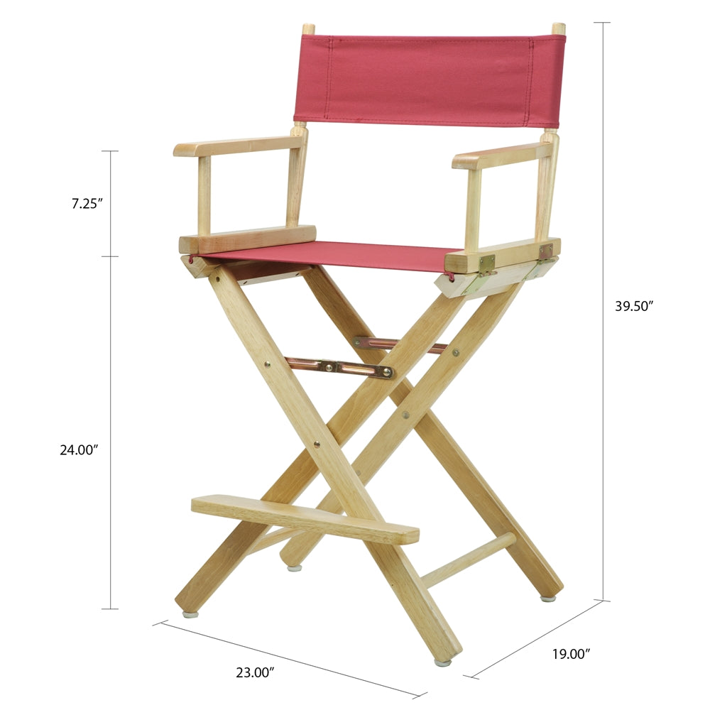 24" Director's Chair Natural Frame-Burgundy Canvas