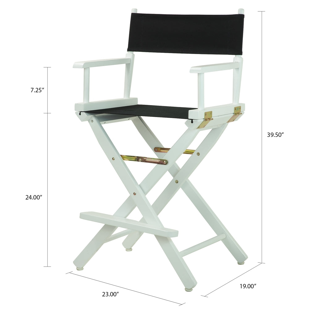 24" Director's Chair White Frame-Black Canvas