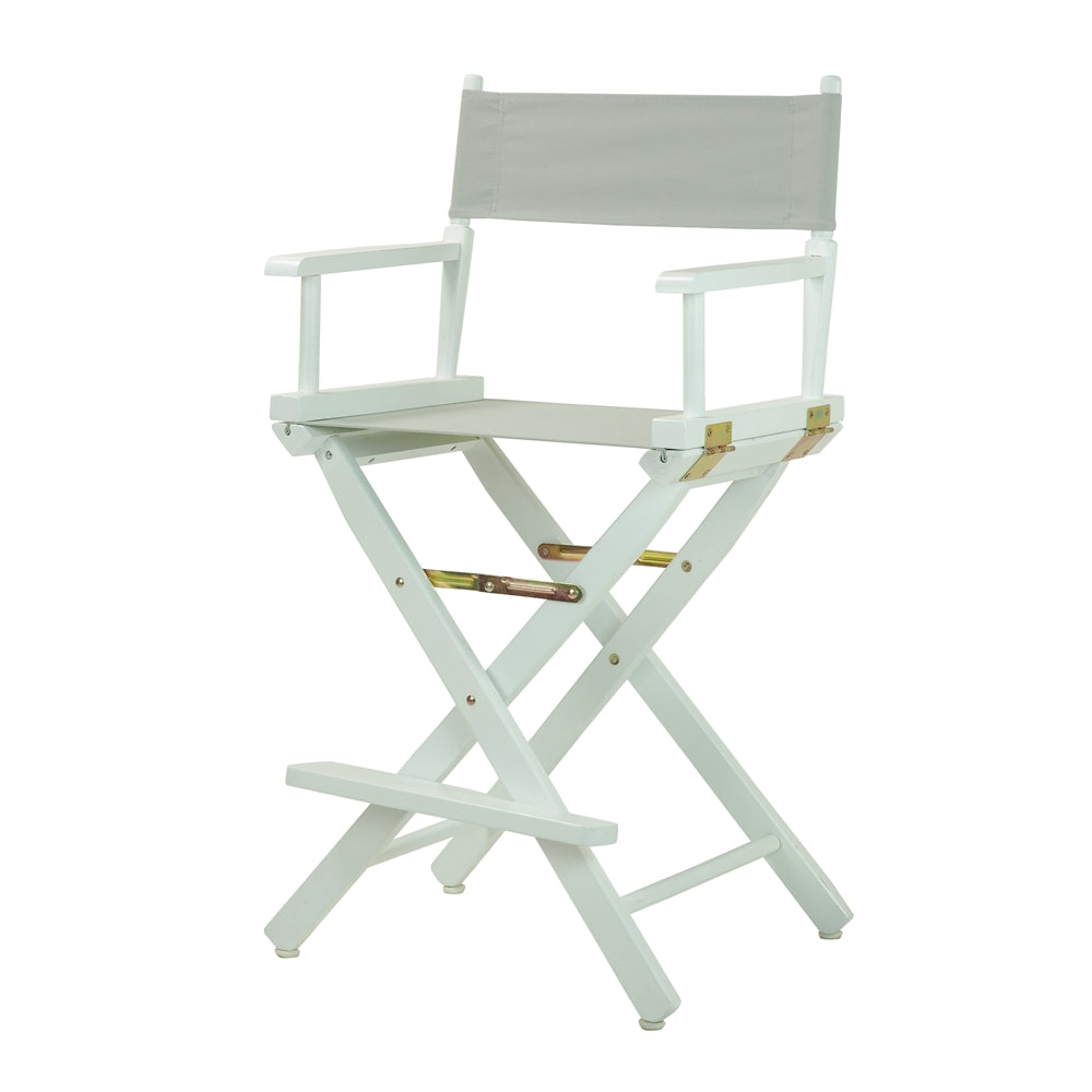 24" Director's Chair White Frame-Gray Canvas