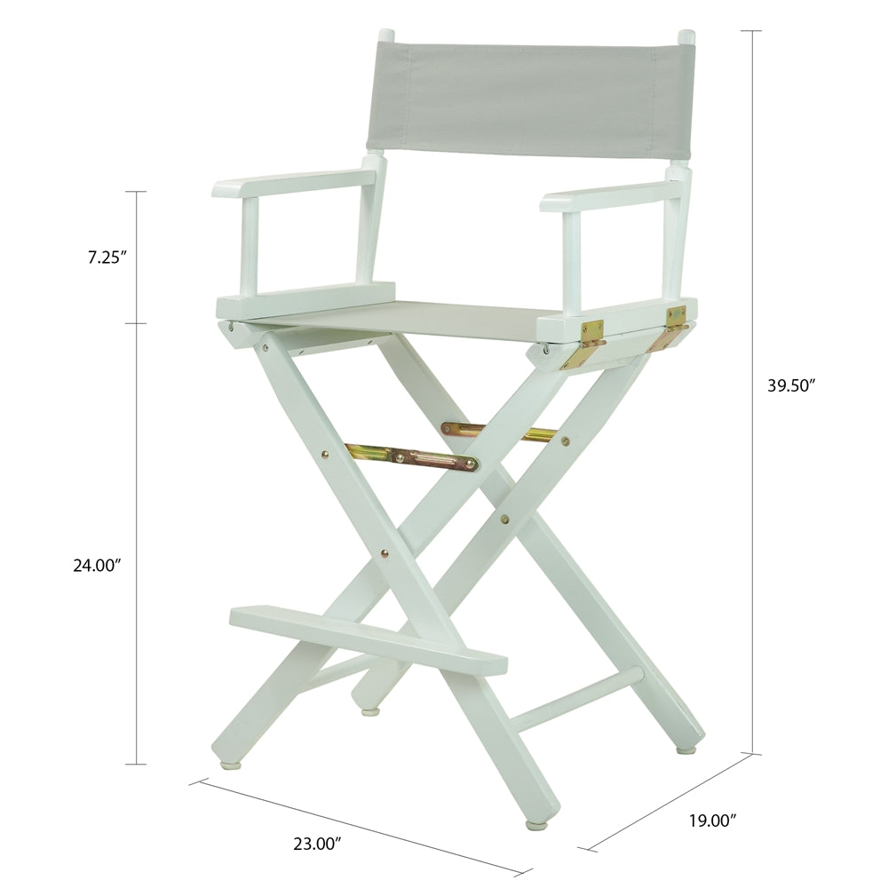 24" Director's Chair White Frame-Gray Canvas