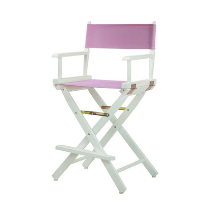 24" Director's Chair White Frame-Pink Canvas