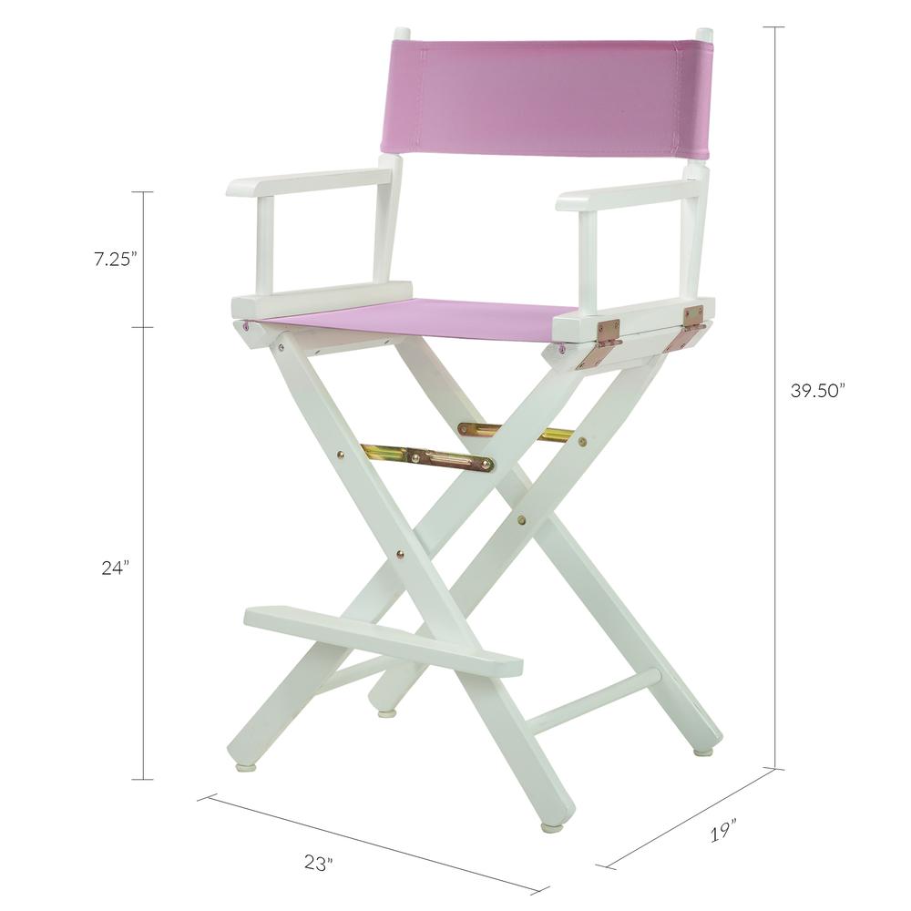 24" Director's Chair White Frame-Pink Canvas