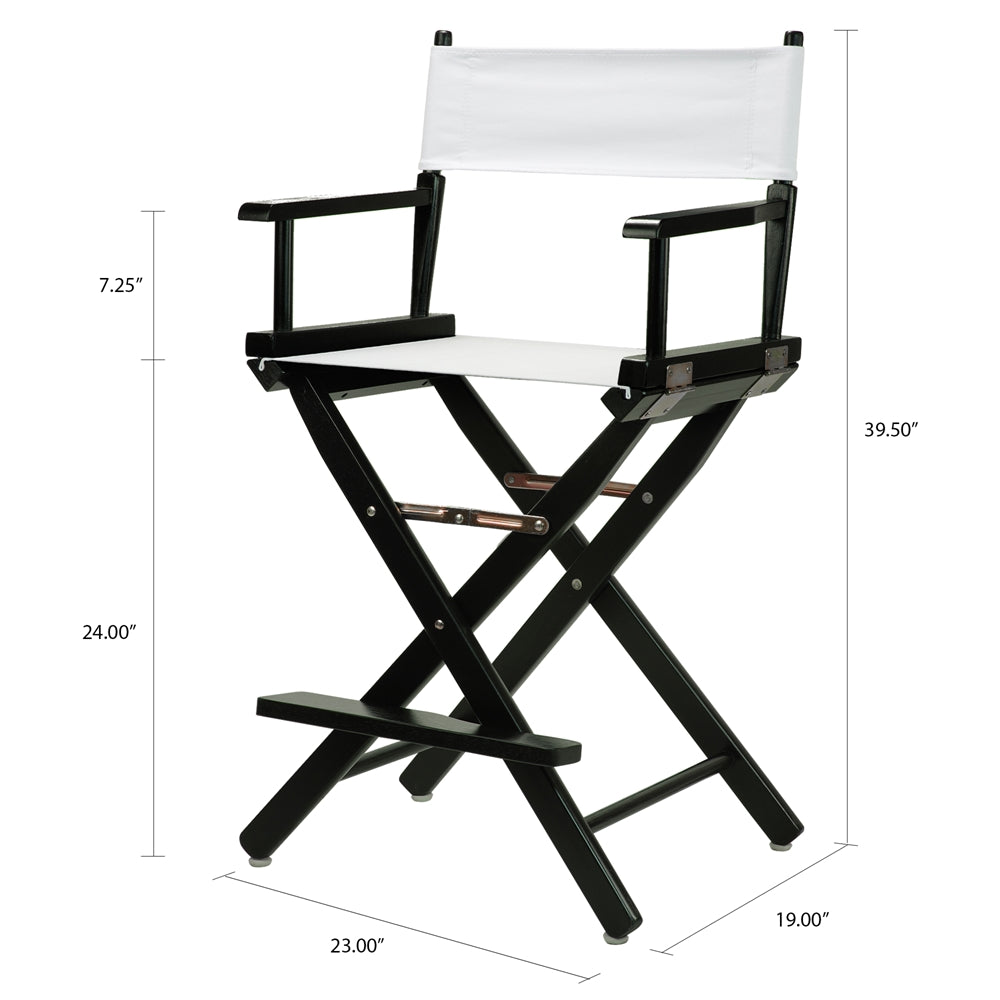 24" Director's Chair Black Frame-White Canvas