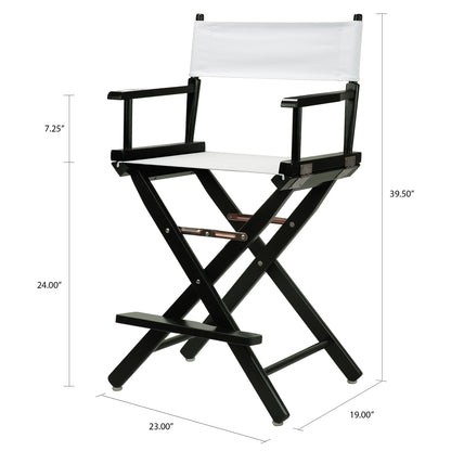 24" Director's Chair Black Frame-White Canvas