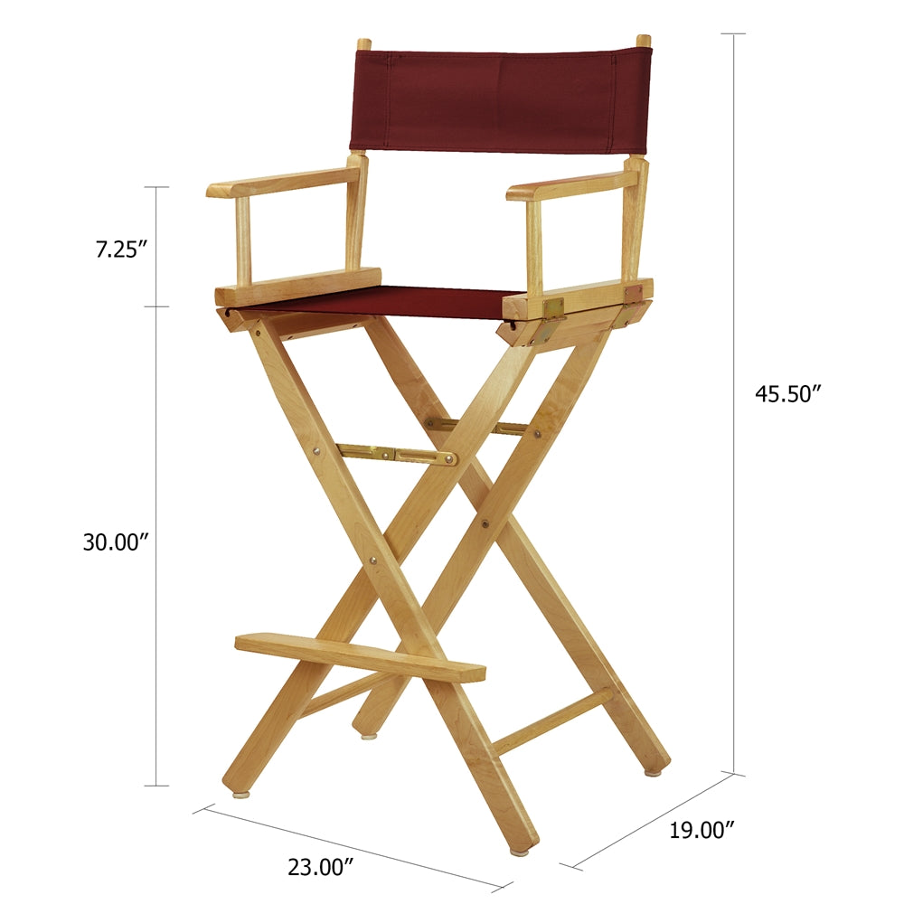 30" Director's Chair Natural Frame-Burgundy Canvas