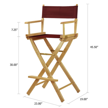 30" Director's Chair Natural Frame-Burgundy Canvas
