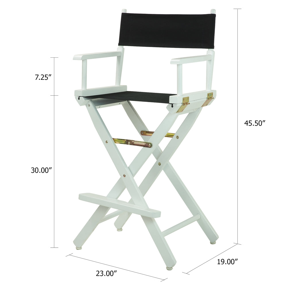 30" Director's Chair White Frame-Black Canvas