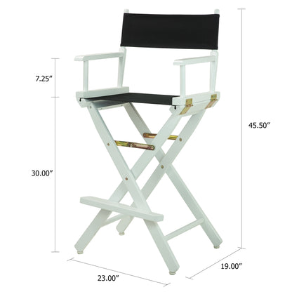 30" Director's Chair White Frame-Black Canvas
