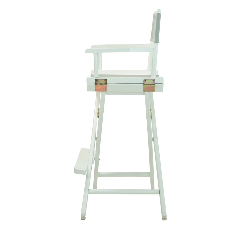 30" Director's Chair White Frame-Gray Canvas