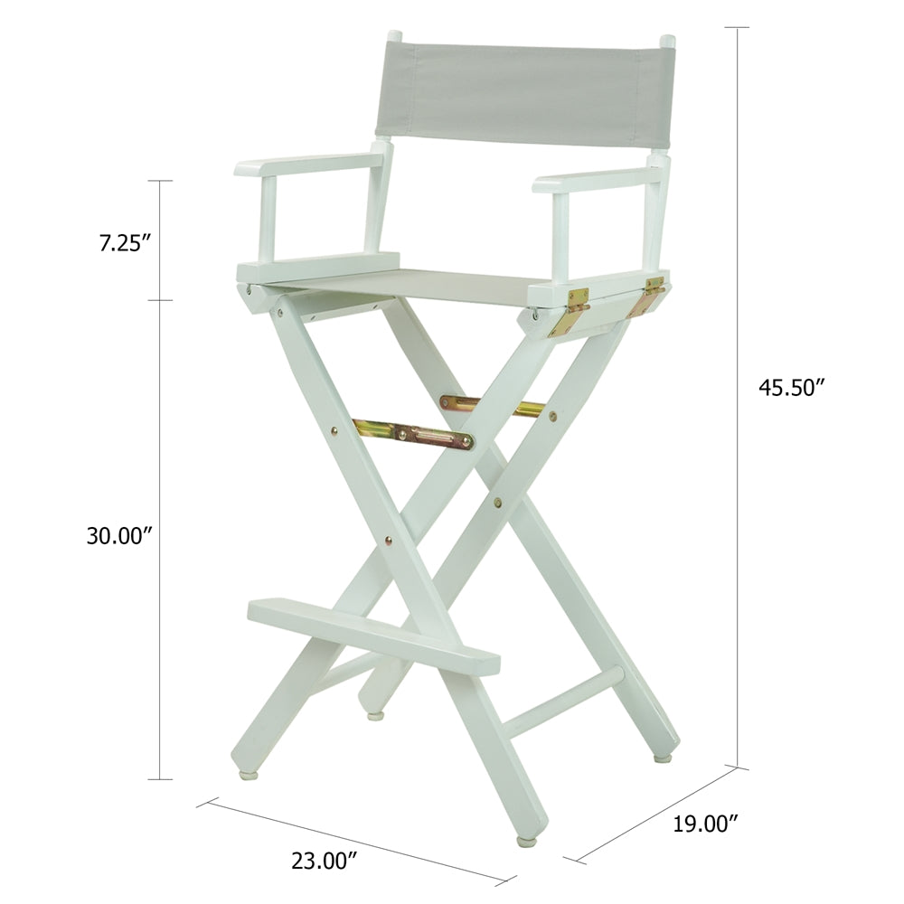 30" Director's Chair White Frame-Gray Canvas