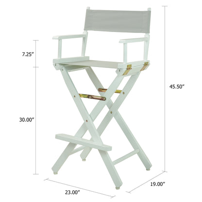 30" Director's Chair White Frame-Gray Canvas