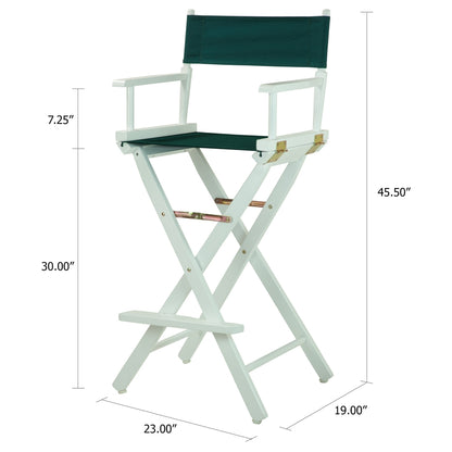 30" Director's Chair White Frame-Hunter Green Canvas