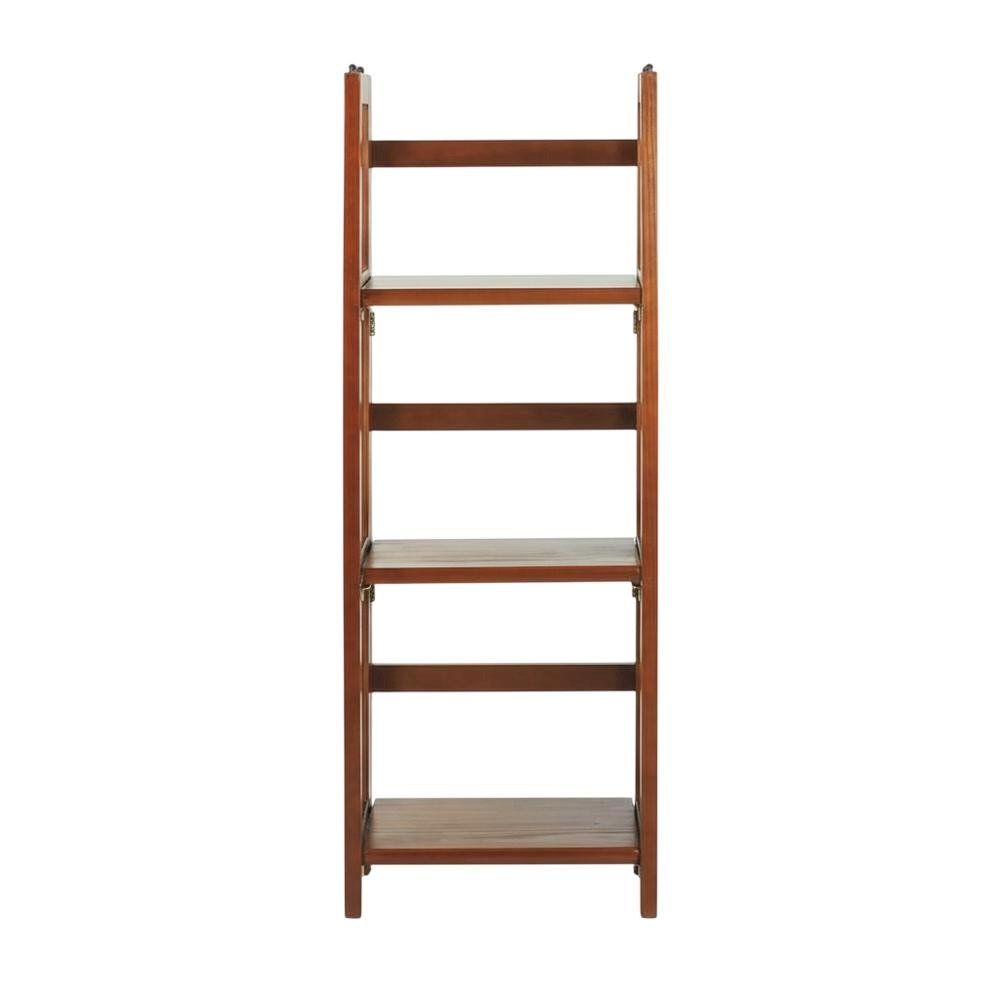 Wooden Bookcase with Open Shelves and Classic Design for Living Room Storage