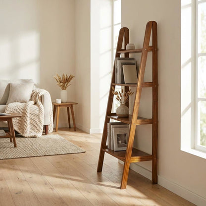 Wooden Bookcase with Open Shelves and Modern Design, Durable Finish