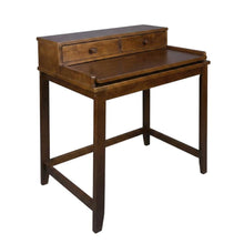 Mid Century Modern Wooden Computer Desk with Drawers and Hidden Compartment