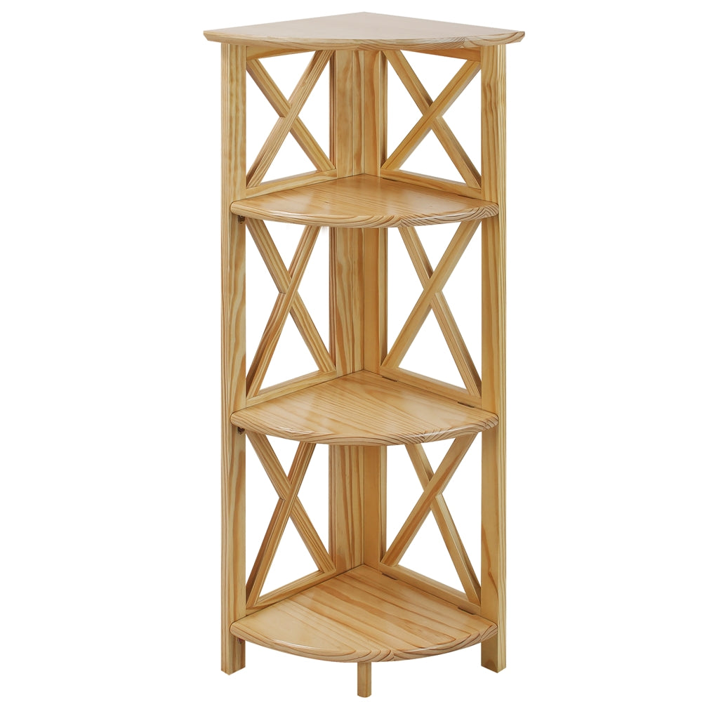 Montego 4-Shelf Corner Folding Bookcase-Natural