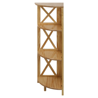 Montego 4-Shelf Corner Folding Bookcase-Natural