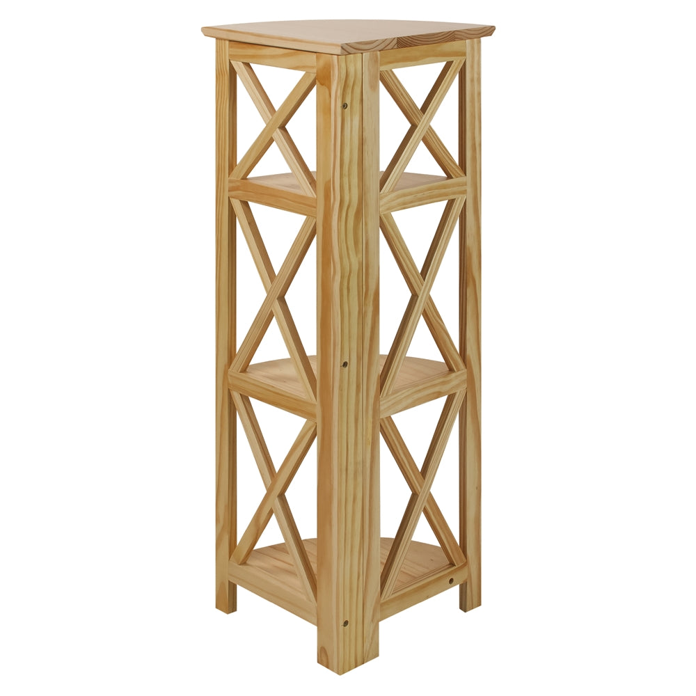 Montego 4-Shelf Corner Folding Bookcase-Natural