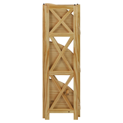 Montego 4-Shelf Corner Folding Bookcase-Natural