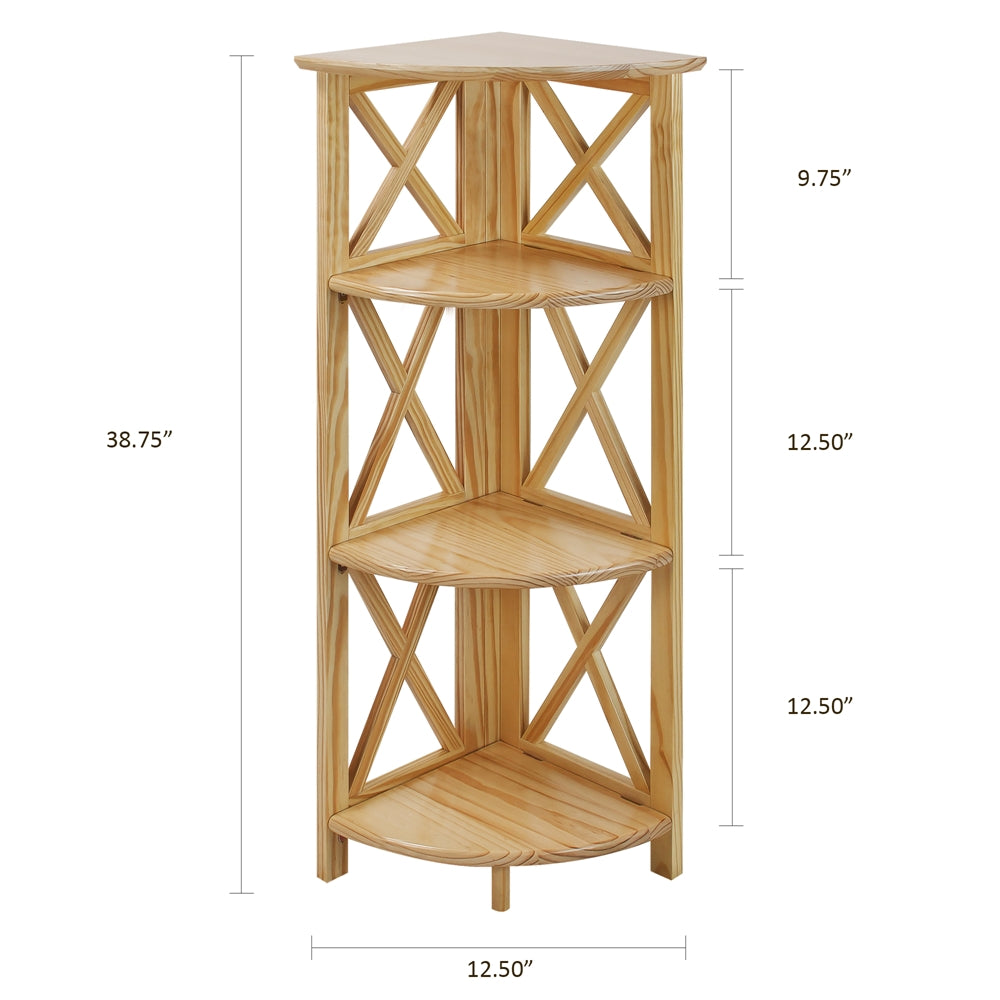 Montego 4-Shelf Corner Folding Bookcase-Natural