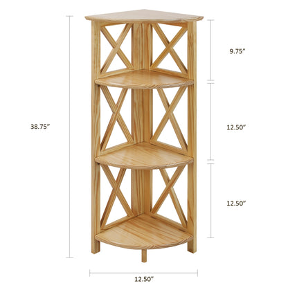 Montego 4-Shelf Corner Folding Bookcase-Natural