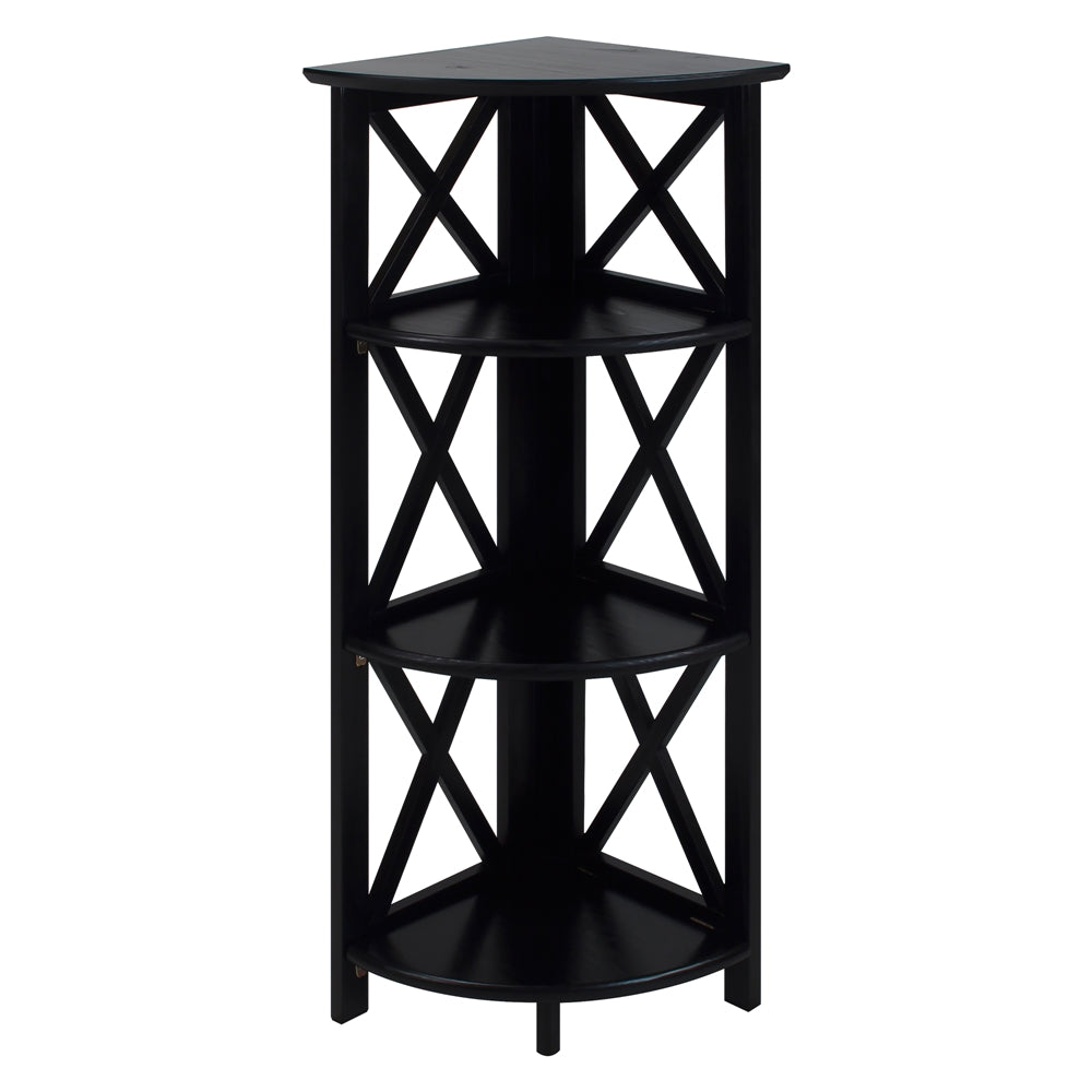 Montego 4-Shelf Corner Folding Bookcase-Black