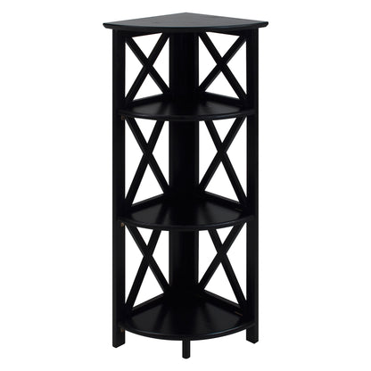 Montego 4-Shelf Corner Folding Bookcase-Black