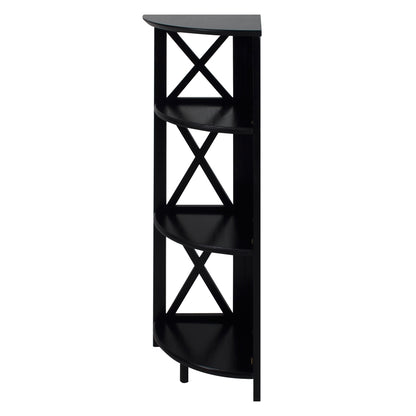 Montego 4-Shelf Corner Folding Bookcase-Black