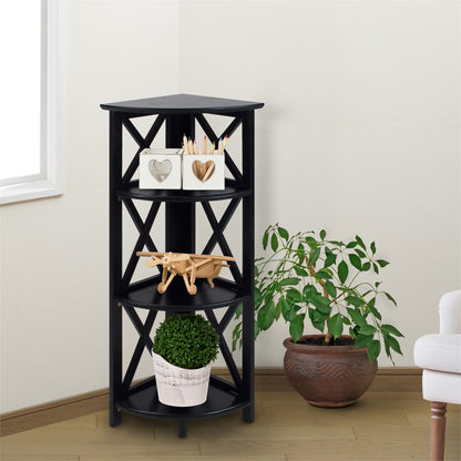 Montego 4-Shelf Corner Folding Bookcase-Black