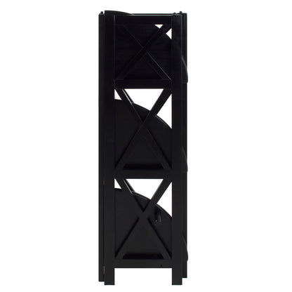 Montego 4-Shelf Corner Folding Bookcase-Black