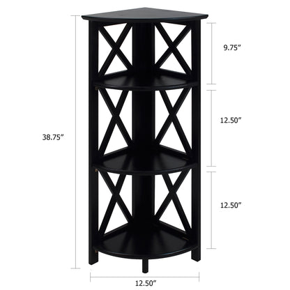 Montego 4-Shelf Corner Folding Bookcase-Black