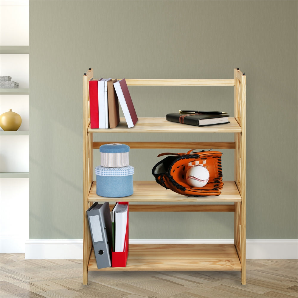 Montego 3-Shelf Folding Bookcase -Natural