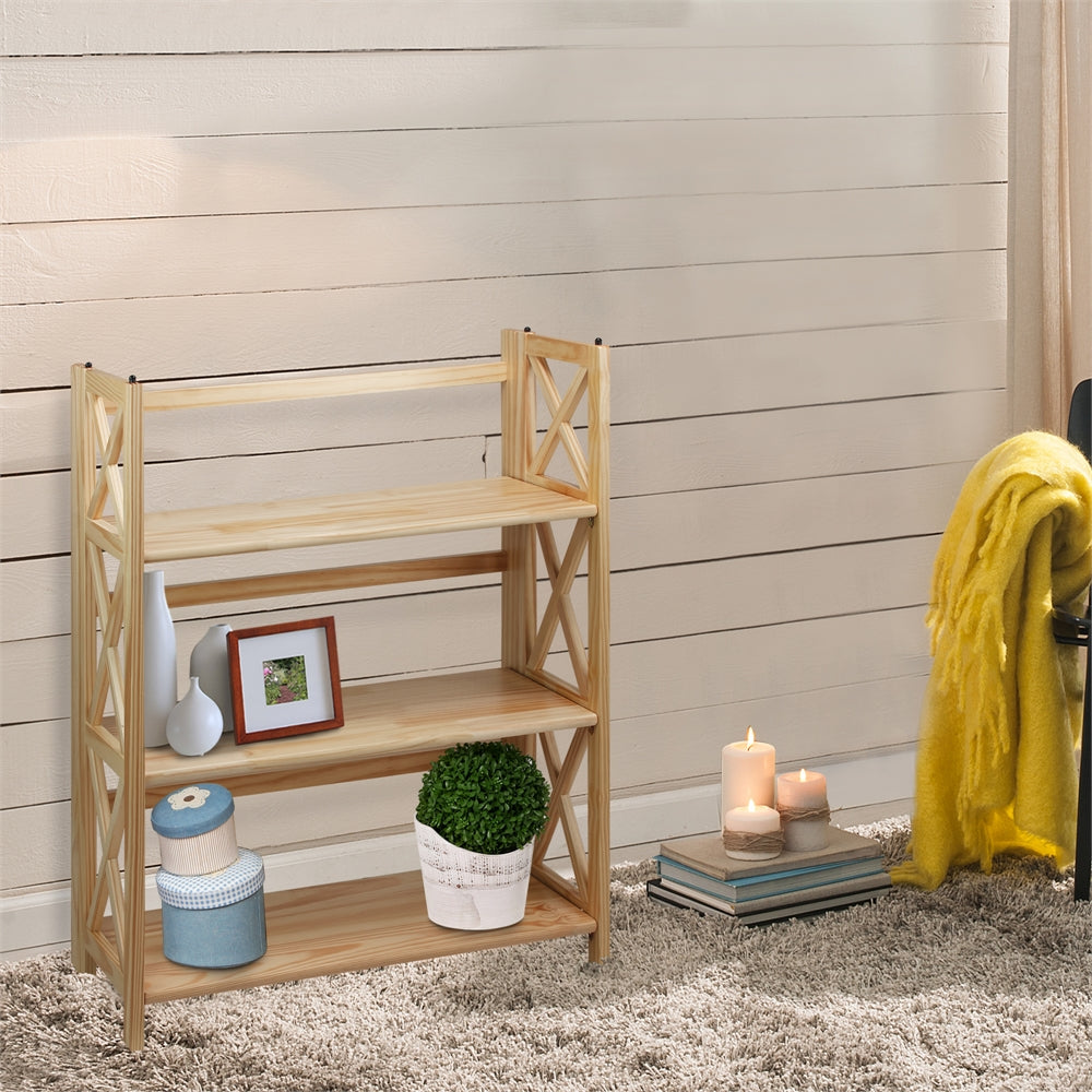 Montego 3-Shelf Folding Bookcase -Natural