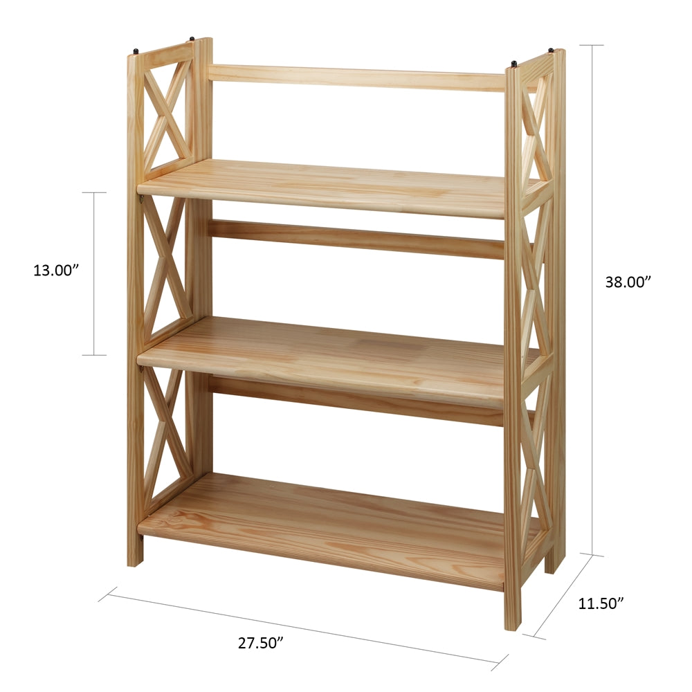 Montego 3-Shelf Folding Bookcase -Natural