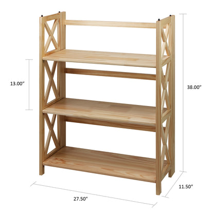 Montego 3-Shelf Folding Bookcase -Natural
