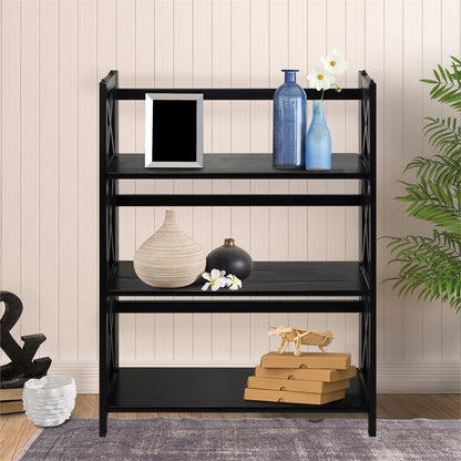 Montego 3-Shelf Folding Bookcase -Black