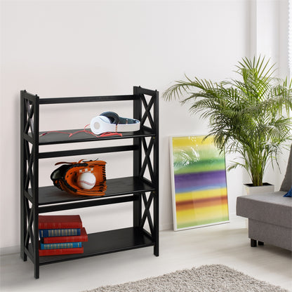 Montego 3-Shelf Folding Bookcase -Black