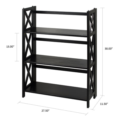 Montego 3-Shelf Folding Bookcase -Black