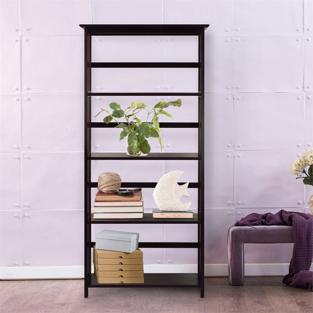 Mission Style 5-Shelf  Bookcase-Espresso