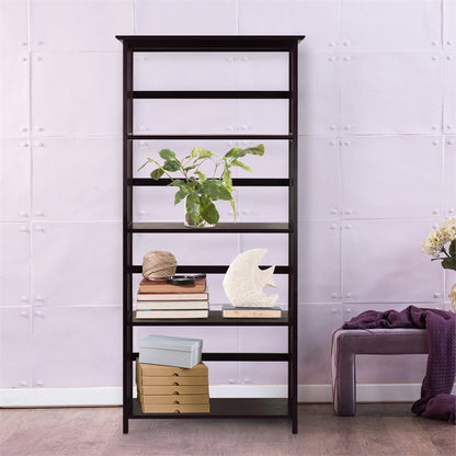 Mission Style 5-Shelf  Bookcase-Espresso